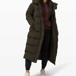lululemon athletica Dark Green Long Puffer Jacket- ISO !!